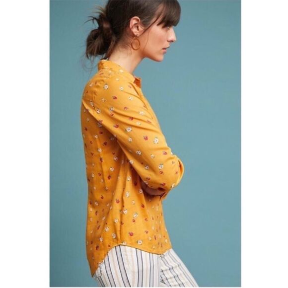 🦃 Anthropologie Maeve Phyllis Long Sleeve Button Down Floral Blouse - Picture 3 of 13